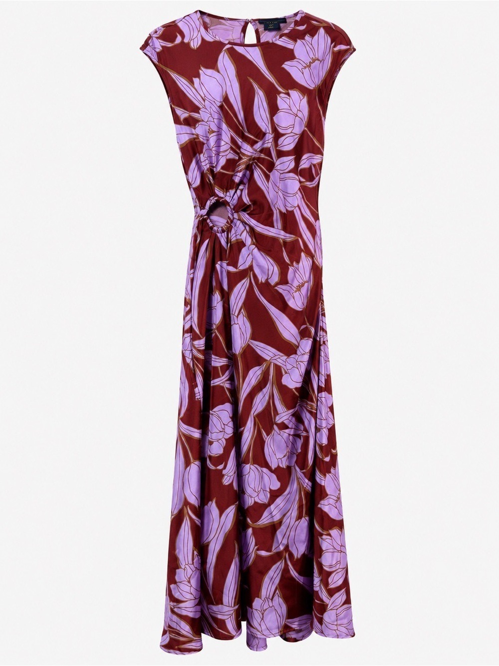 House of Harlow 1960 Cassia Floral Ring Maxi Dress Purple Brown M - Picture 3 of 12